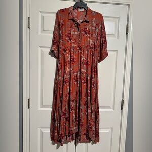 NATURAL LIFE Floral Maxi Dress in Red and Orange